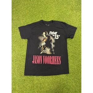 Friday the 13th Jason Voorhees Horror Movie Graphic T-Shirt Black Mens Large